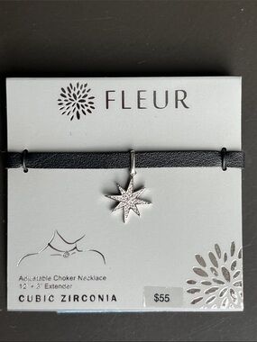 Fleur Black Starburst Cubic Zirconia Choker Necklace